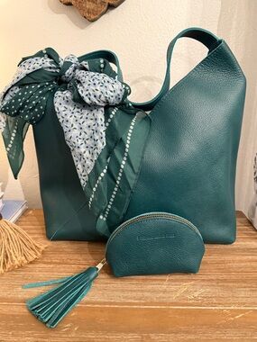 Oversized Naomi Shoulder Bag and TacoTassel in Sea Glass